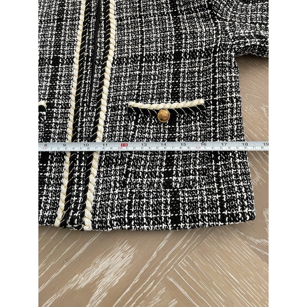 Sugarlips Black & White‎ Tweed Blazer with Braided Trim - Picture 7 of 13